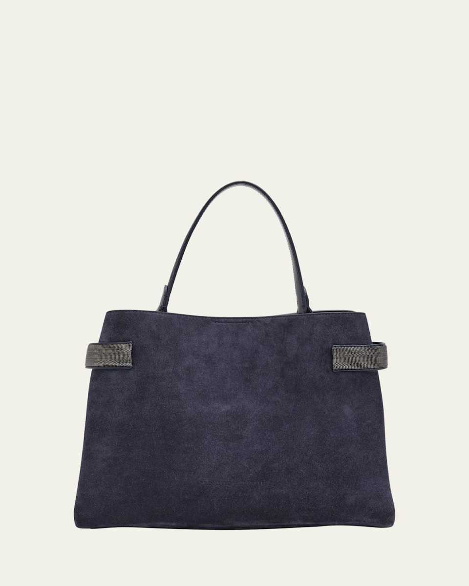 Essence Large Monili Suede Top-Handle Bag